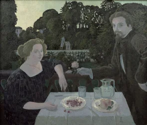 Marthe (1871-1919) und Maurice Denis (1870-1943) in der Dämmerung, oder Das Dessert im Garten, 1897
